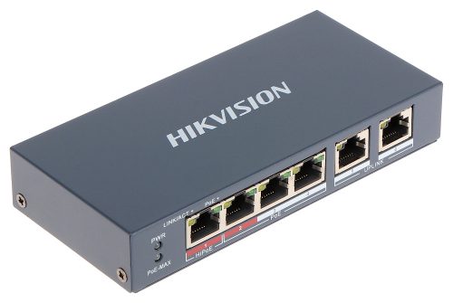 Hikvision, DS-3E0106HP-E 6 portos PoE switch, nem menedzselhető