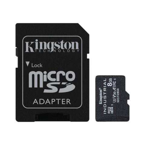Kingston 8GB microSDHC Class 10 CL10 U3 V30 A1 Industrial + adapterrel 