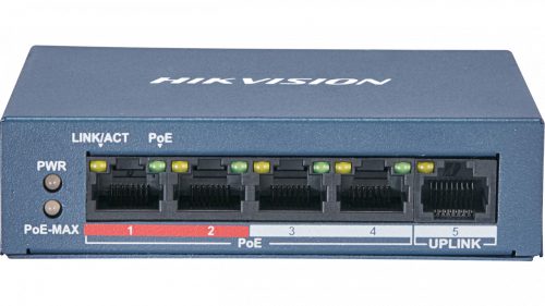 Hikvision DS-3E0105P-E (B), 5 portos PoE switch